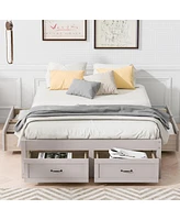 Streamdale Furniture Full Size Platform Bed With 6 Storage Drawers, Antique Gray