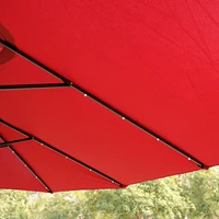 Streamdale Furniture 15' x 9' Double-Sided Crank Patio Umbrella with Vent and Uv Protection