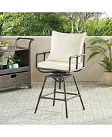 Northrup Pipe Outdoor Swivel Barstool with Water-Resistant Cushions