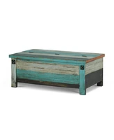 Simplie Fun Bohemian Acacia Wood Coffee Table with Storage and Boatwood Finish