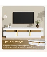 Elevated Home Decor Luxurious Marble Tv Stand and Coffee Table with Easy Mobility