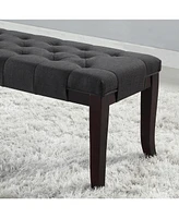 Tufted Bench, Fabric, Gray