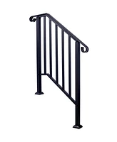 Streamdale Furniture Durable Steel Pipe 3-Step Handrail for Concrete Steps, Black