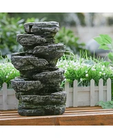 Streamdale Furniture Natural Stone & Moss Cascading Mini Fountain for Tranquility