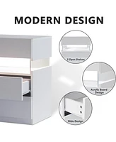 Modern Led Nightstand with 3 Drawers and Multi-Color Rgb Lighting