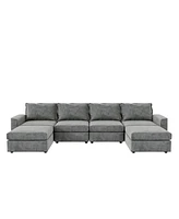 115" Chenille Modular Sectional Sofa, 6-Seat Sleeper Sofa Bed