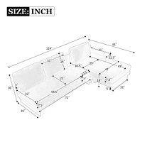 114" L-Shaped Sofa with Storage, Usb Ports, and Reversible Chaise