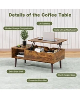 Simplie Fun Modern Convertible Coffee Table with Foldable Desktop and Hidden Storage