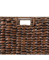 Jonathan Y Traditional Assorted Hand-Woven Hyacinth/Iron Baskets, Dark Brown Wash (Set of 10)