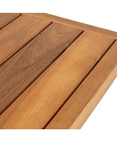 Jonathan Y Porto Modern Coastal 3-Piece Acacia Wood Outdoor Bar Set with Cushions