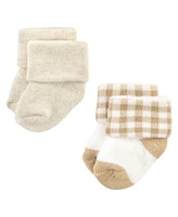 Hudson Baby Baby Boys Hudson Cotton Rich Newborn and Terry Socks, Teddy Bear, 0-6 Months