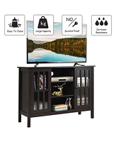 Gymax Wood Tv Stand Entertainment Media Center Console for Tv up to 50'' Brown