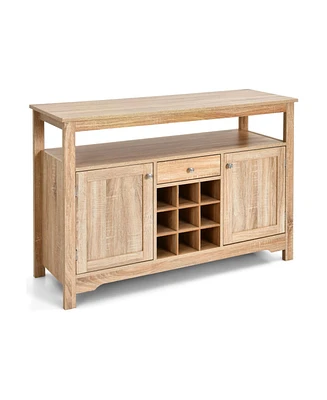 Sugift Server Buffet Sideboard With Wine Rack and Open Shelf