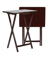 Pj Wood Folding Tv Snack Tray Folding Table Desk Stand, Espresso Brown, Set of 2