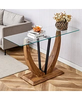 Streamdale Furniture Durable Tempered Glass Tabletop with Solid Base, Easy to Assemble