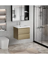 24" Floating Bathroom Vanity with Resin Sink and Soft-Close Drawers