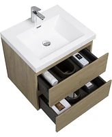 Streamdale Furniture 24" Floating Bathroom Vanity with Resin Sink and Soft-Close Drawers