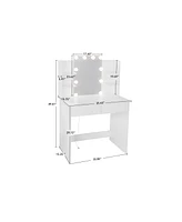 Led Vanity Desk with 2 Drawers, 10 Lights
