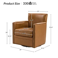 Hulala Home Pascual Contemporary 29'' Wide Genuine Leather Swivel Chair