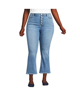 Lands' End Plus Recover High Rise Button Front Kick Flare Crop Jeans