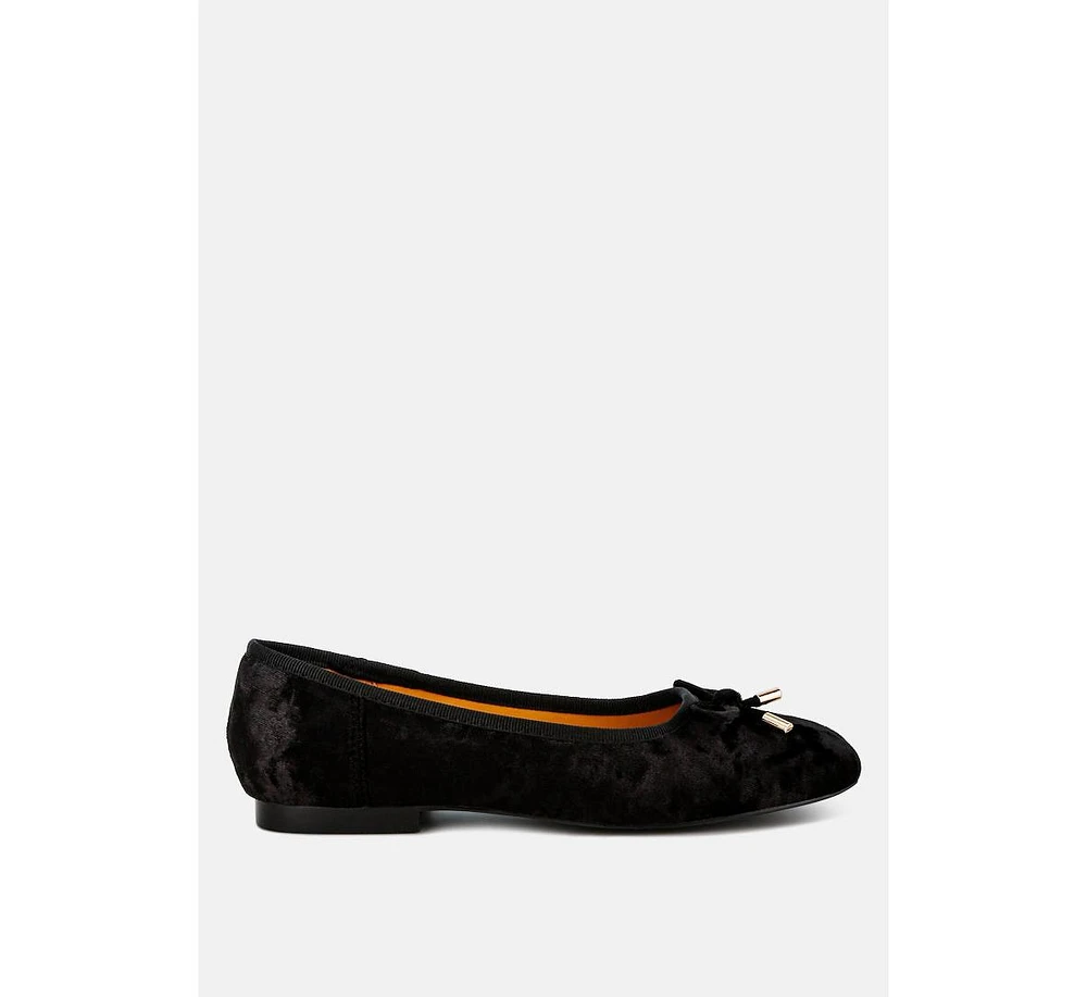 Rag & Co Buckrose Velvet Bow Ballerinas