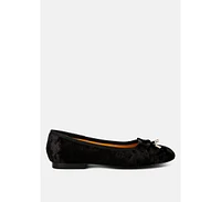 Rag & Co Buckrose Velvet Bow Ballerinas