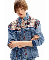 Desigual Women's Embroidered denim trucker jacket