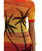 Desigual Women's Short knit palm tree dress