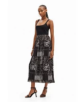 Desigual Women's Pleated combination midi dress