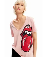 Desigual Women's Rhinestone The Rolling Stones T-shirt