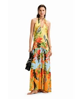 Desigual Women's Tropical halter neck maxi dress