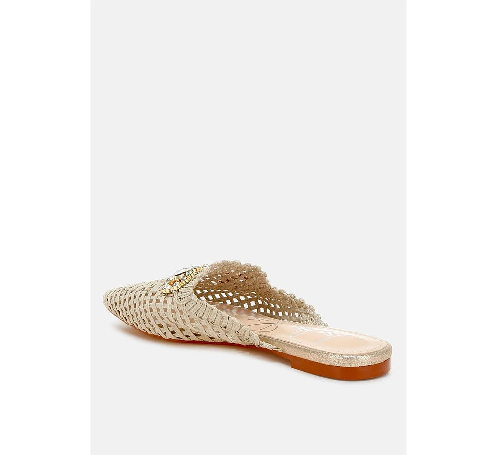 London Rag Roboma Metallic Woven Diamante Mules