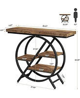 Tribesigns Console Table, 39.4-Inch Entryway Table with Thickened Tabletop, 4- Tier Industrial Narrow Hallway Sofa Table with Geometric Metal Frame fo