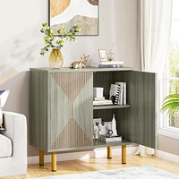 Tribesigns Sideboard Storage Cabinet, Wooden Buffet Floor Cabinet with Doors, Accent for Living Room, Hallw