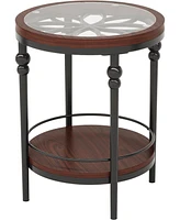 Tribesigns Side Table, Modern Industrial Glass End Table Set of Two, 2