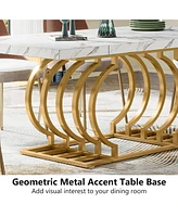 Tribesigns Modern Dining Table, 63 inch Faux Marble Wood Kitchen Table for 6 People, Rectangular Dinner Room Table with Geometric Frame for Kitchen, D