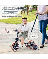 Skonyon 4-in-1 Kids Tricycle with Adjustable Parent Push Handle for 2-4 Years Old