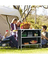 Sugift Folding Camping Table with 2-Tier Open Shelves for Outdoor Bbq