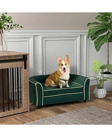 PawHut Dog Sofa, Pet Bed Dog Couch for Small and Medium Dogs, Dark Green