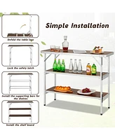 Sugift Folding Camping Table with 2-Tier Open Shelves for Outdoor Bbq