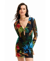 Desigual Women's Tropical tulle mini dress