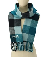 Coach Women's Wool Checkered Fringe-Trim Scarf