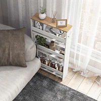 Costway Rolling Kitchen Slim Storage Cart Mobile Shelving Organizer w/ Handle
