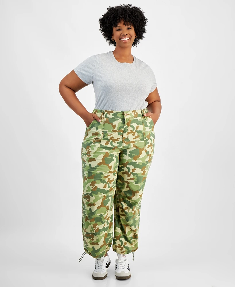 Celebrity Pink Trendy Plus Camouflage Parachute Pants