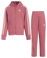 adidas Little & Toddler Girls Long Sleeve Fleece Jacket Pant, 2- Piece Set