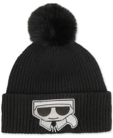 Karl Lagerfeld Paris Women's Faux-Fur Pom Rhinestone Karl Beanie