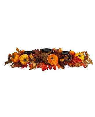 Slickblue Autumn Maple Leaves Pumpkin & Berries Candelabrum