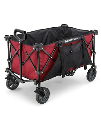 Gorilla Carts 7 Cubic Feet Foldable Utility Beach Wagon with Oversized Bed, Red