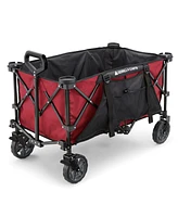 Gorilla Carts 7 Cubic Feet Foldable Utility Beach Wagon with Oversized Bed, Red