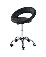 Homcom Faux Leather Swivel Office Desk Seat with Bridge Open Back and 5 Steel Legs